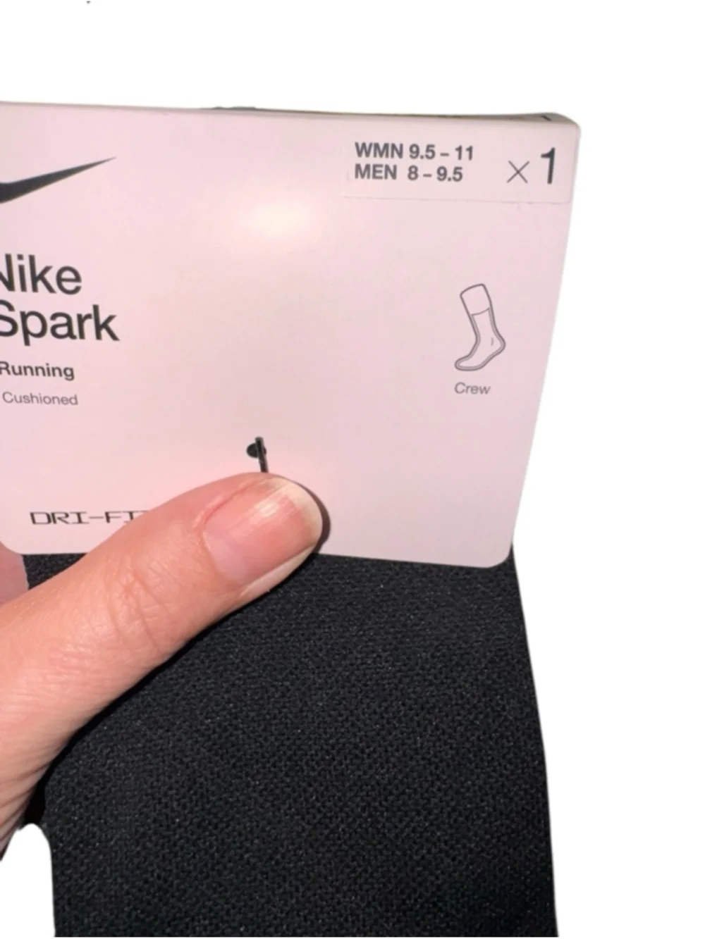 Men's Nike Spark Dri-FIT Black White Athletic Crew Socks Size 8-9.5